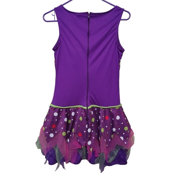 Girls Halloween costume dress. Frilly purple dress w/pink fur & green bow tie. S - Picture 4 of 5